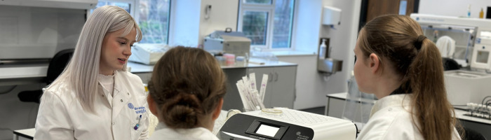 DWS Microbiologist Kirsty McTear with York Students