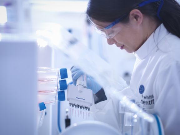 Scientist working in a Whitley Workstation