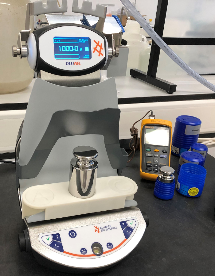 UKAS weights on a digital scale