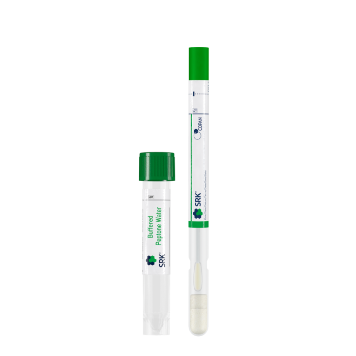 SRK® Buffered Peptone Water 1% 10ml with Regular FLOQSwab® and 1ml SRK® Neutralising Pre-moistening Medium in Sponge (SDW9U007N)
