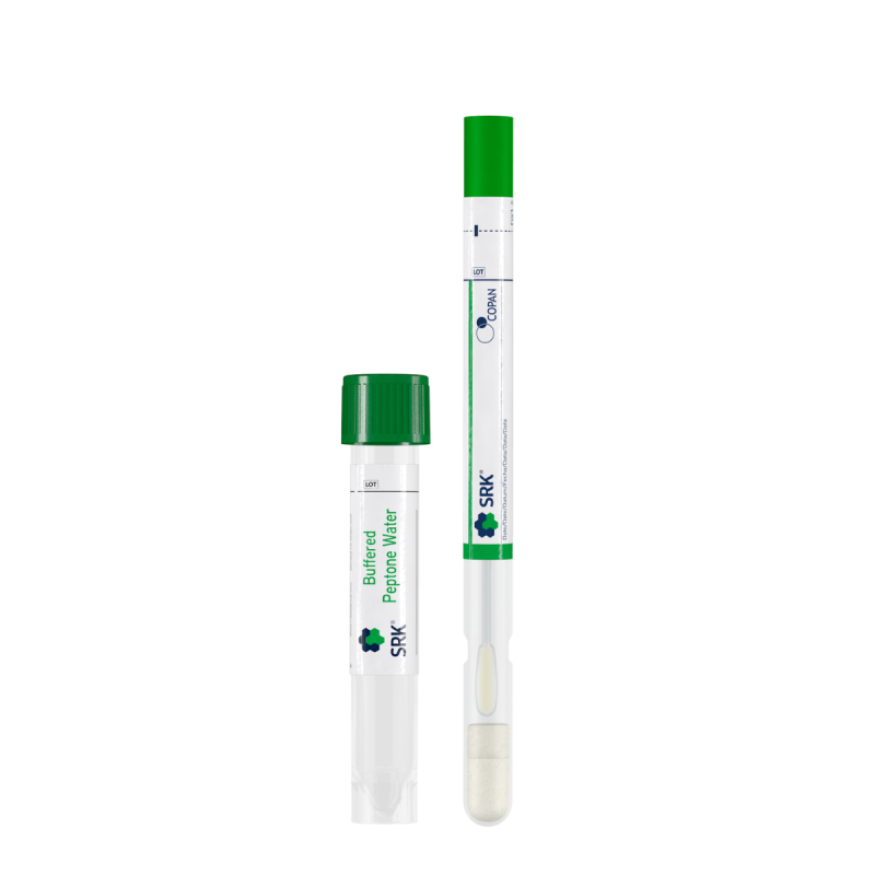 SRK® Buffered Peptone Water 1% 10ml with Regular FLOQSwab® and 1ml SRK® Neutralising Pre-moistening Medium in Sponge (SDW9U007N)