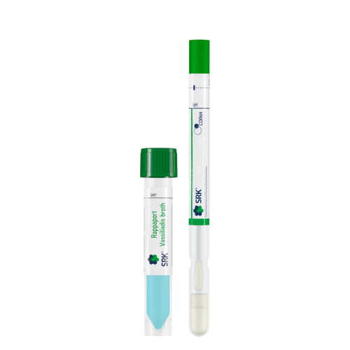 SRK® Rappaport Vassiliadis Broth 10ml with Regular FLOQSwab® and 1ml SRK® Neutralising Pre-moistening Medium in Sponge (SDW9U008N) image
